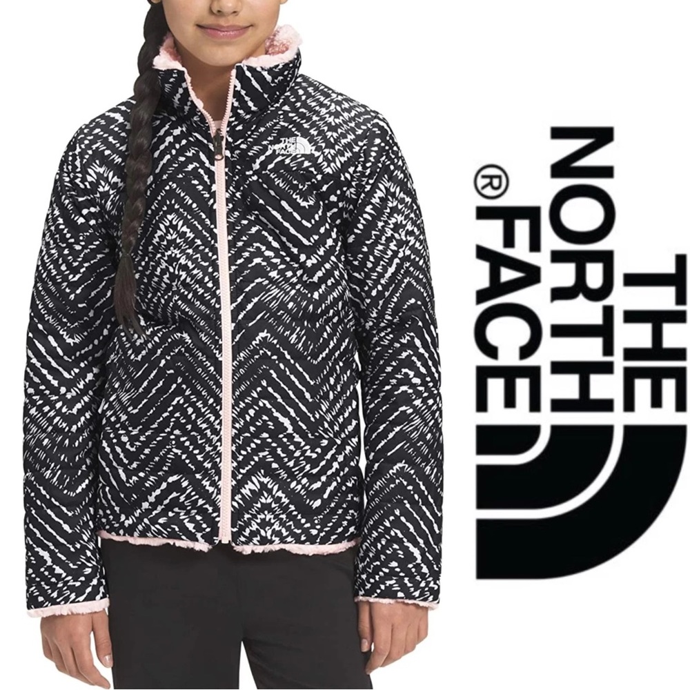 North face Black and White Mossbud Waterproof Jacket, size girls (L) 14/16